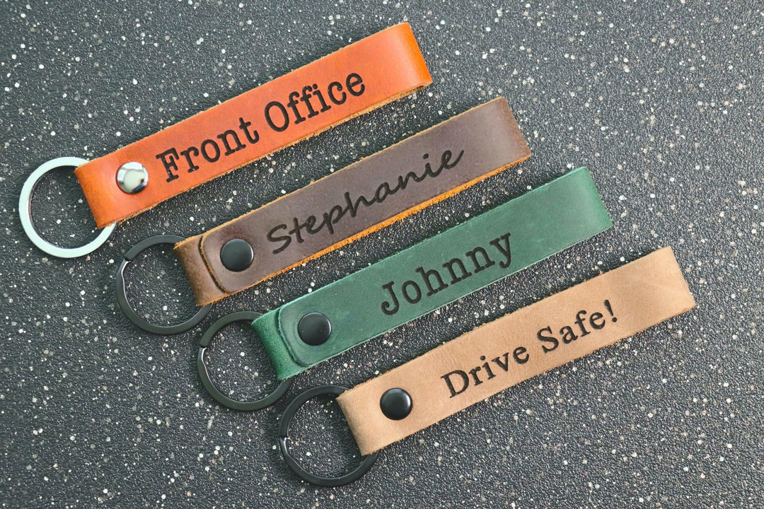 SLIM Personalized Leather Keychain. Custom Leather Keychain. Monogrammed Leather Key fob Leather Key Fob, Keychain, Monogrammed Keychain, Personalized Key Fob, Custom Key- on Lucasgift