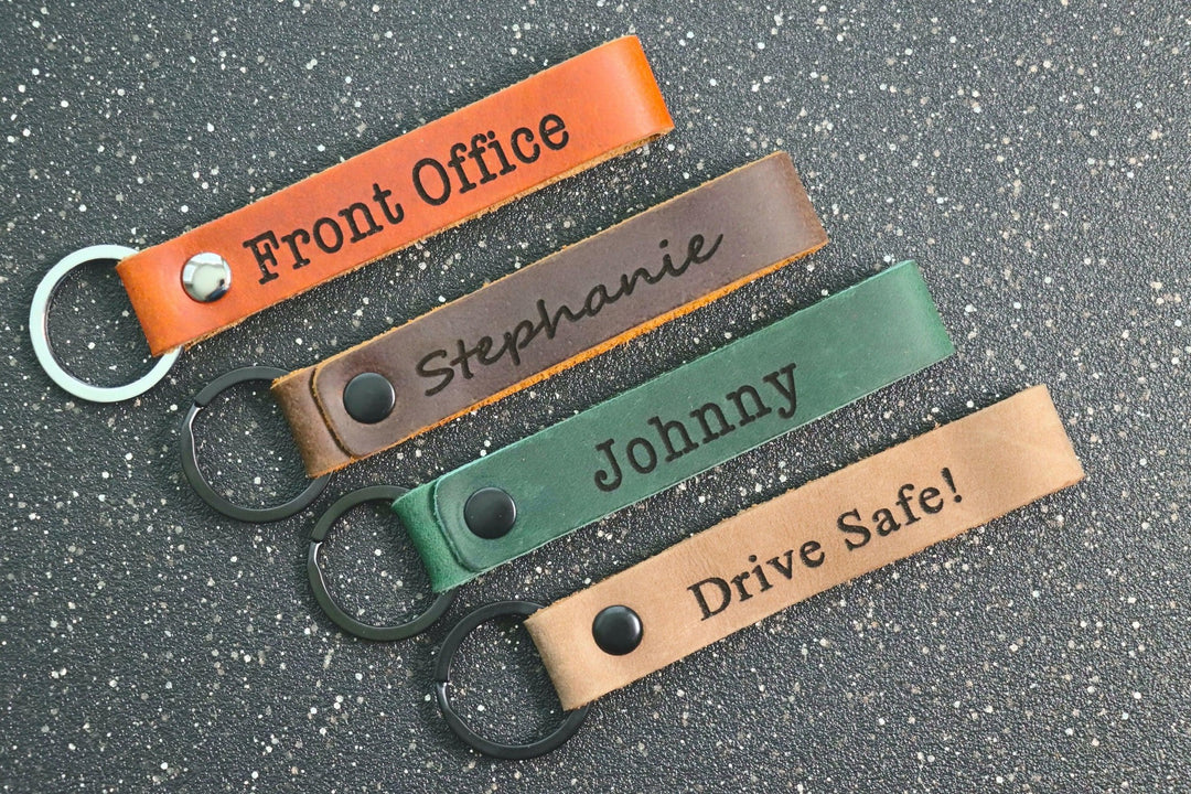 SLIM Personalized Leather Keychain, Customized Keychain, Custom Leather Key chain, coordinates key chain longitude latitude keychain, Best Gift- on Lucasgift