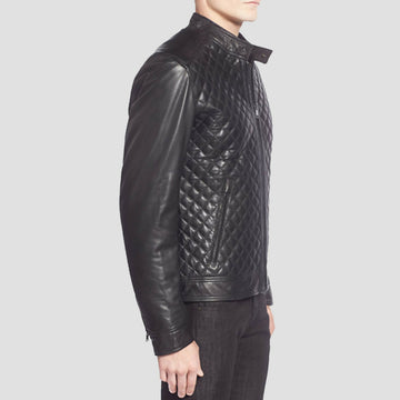 Men's Handmade Quilted Leather Biker Jacket – Premium Genuine Motorcycle Leather Jacket