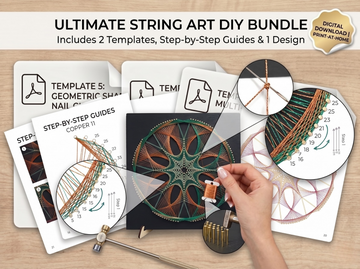 Abstract Geometric Diamond String Art DIY Bundle | Modern Linear Pattern PDF (A3) (Digital Download)