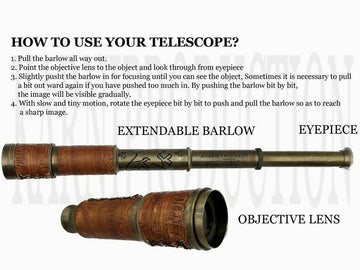 Copy of Personalized Nautical Vintage Brass & Leather Handheld Functional Telescope With Leather Case - Pirate Spyglass, Sailor Gift, Gift for Dad- on Lucasgift