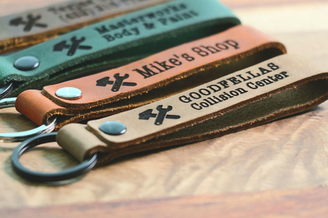 Business Logo Keychain, Custom Leather Keychain- on Lucasgift