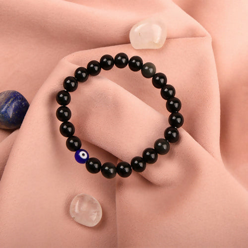 Black Onyx and Blue Evil Eye Protection Bracelet
