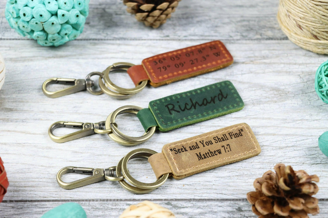 Custom Leather Keychain , Real Leather, Same Day Shipping, Free Shipping US- on Lucasgift