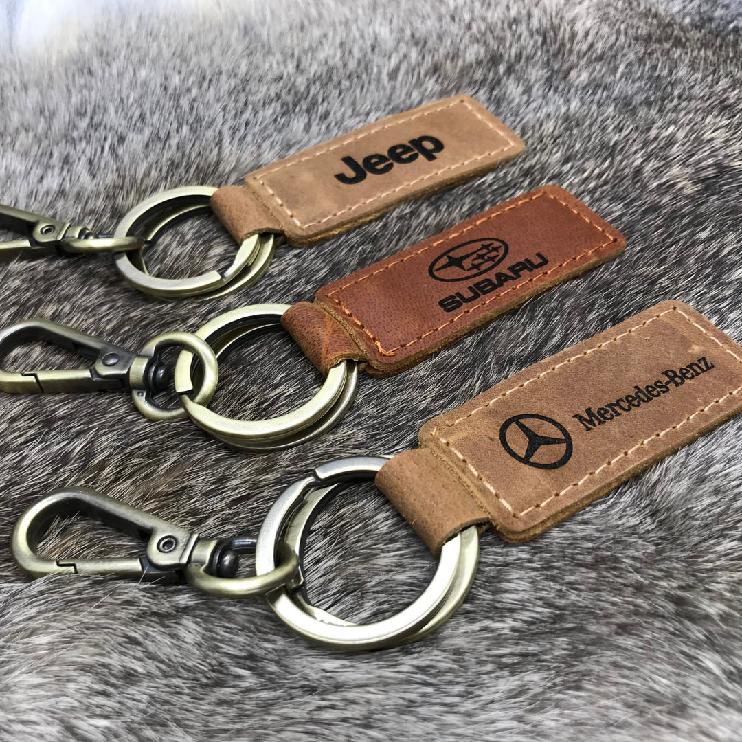 MERCEDES KEYCHAIN, Jeep Keychain, SUBARU Keychain, Car Logo Leather Keychain 12.90
