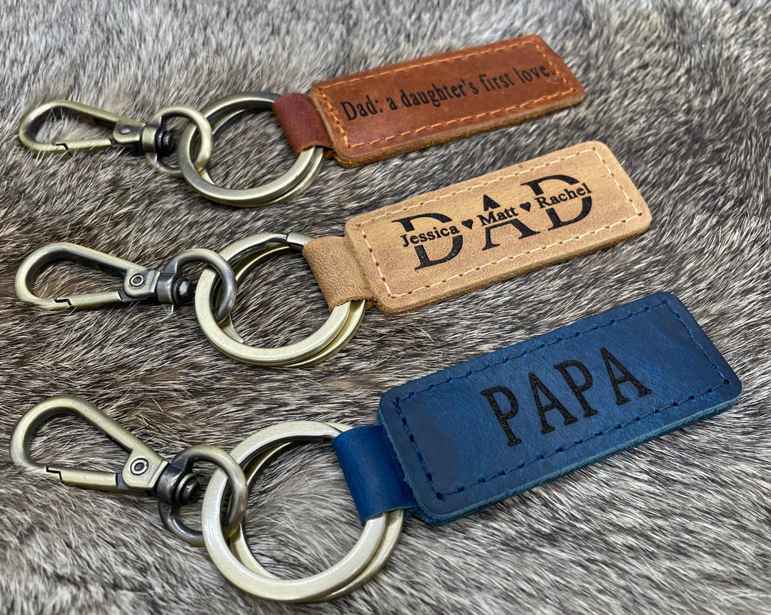 Dad Keychain - Fathers Day Keychain, Real Leather, Same Day Shipping, Free Shipping US-Lucasgift