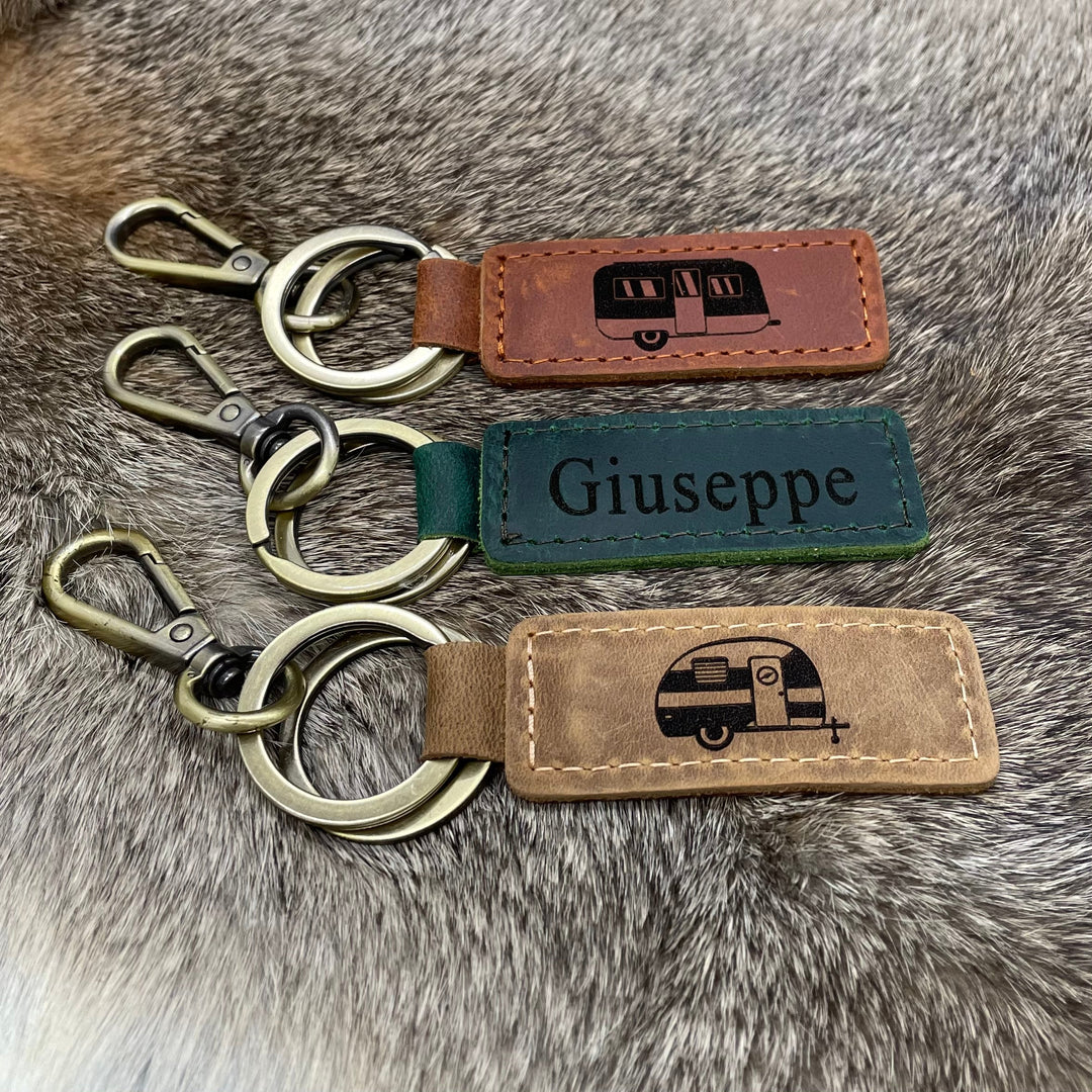 Vintage Trailer RV Accessory Camper Leather Keychain 14.90