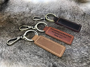 Personalized Leather Keychain - Custom Keychains - Laser Engraved Keychain , Real Leather, Same Day Shipping, Free Shipping US-Lucasgift