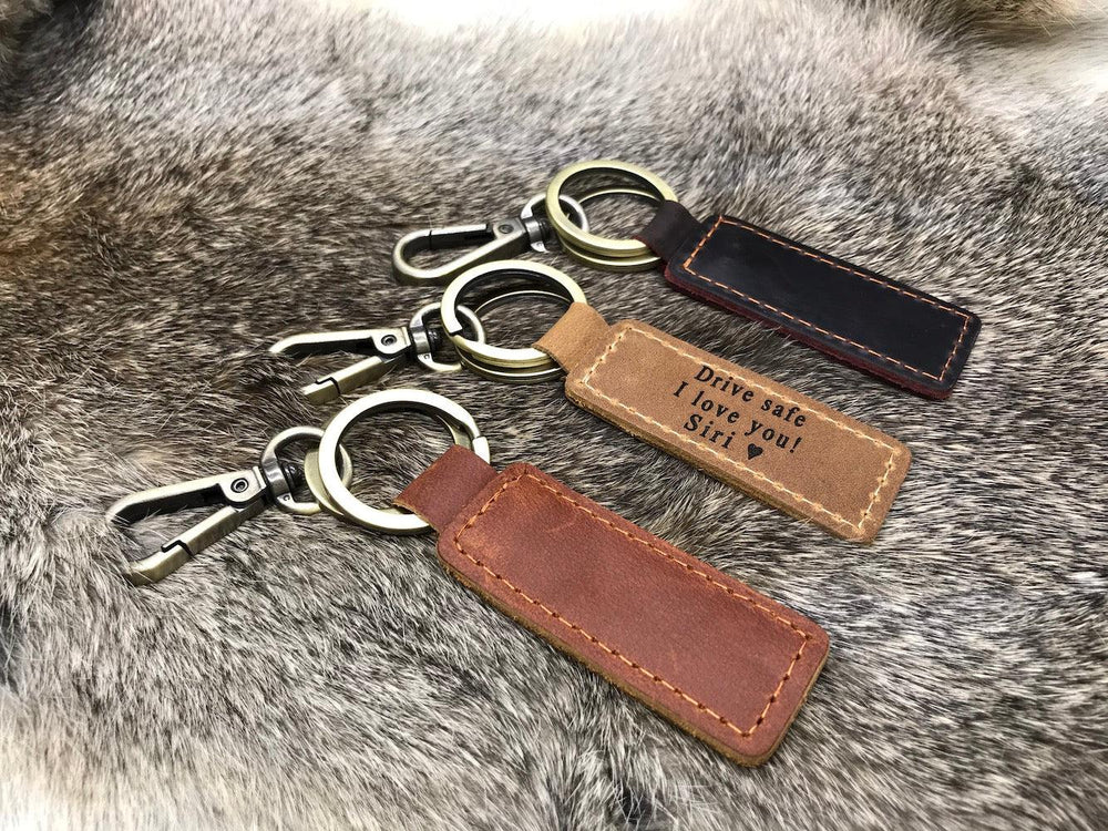 Set of 3 Personalized Leather Keychains-Lucasgift