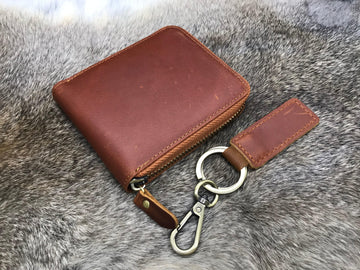 Leather Zipper Wallet for Men , Real Leather, Same Day Shipping, Free Shipping US-Lucasgift