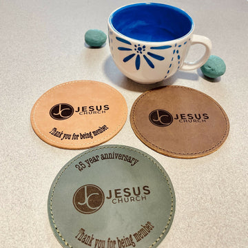 Set of 100 BULK COASTERS, Personalized LEATHER Coaster