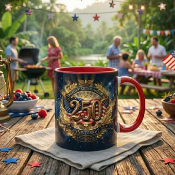 250th American Independence Anniversary Coffee Mug 1776–2026, Patriotic 4th of July Gifts for Men Women, Dad Mom Grandma Grandpa, 11oz 15oz Ceramic Mug