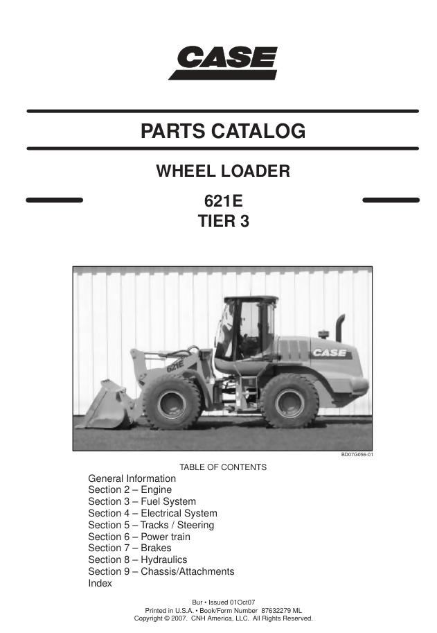 Case 621E Tier 3 Wheel Loader Parts Catalog Manual Exploded View Diagrams- on Lucasgift
