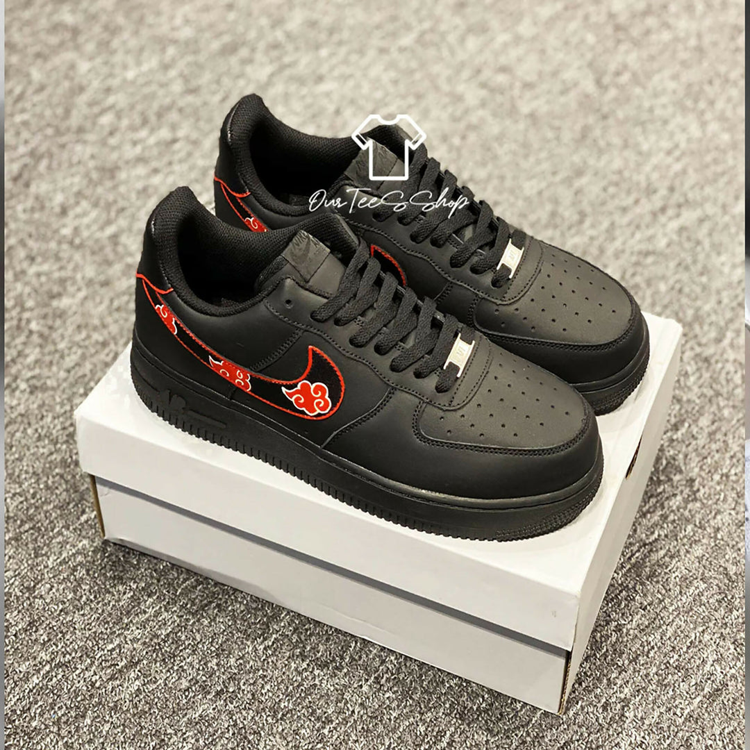 Custom Anime Black AF1 Sneakers, Hand Painted Shoes