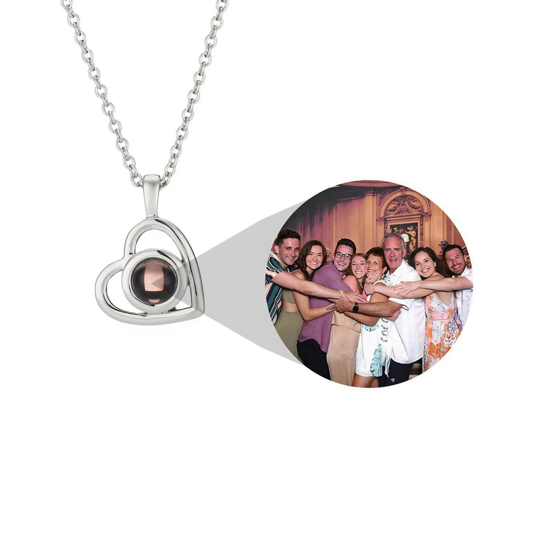 Personalized Stainless Steel Heart Shape Photo Projection Necklace Custom Picture Necklace Fashion Trend Couple Jewelry- on Lucasgift