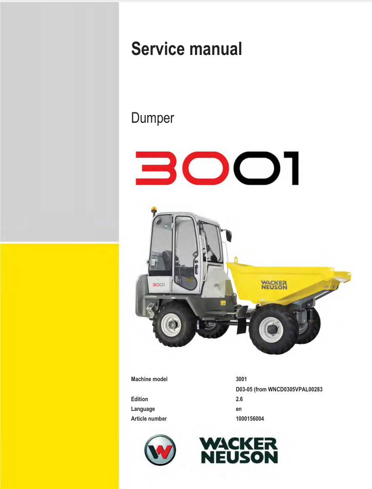 WACKER NEUSON 3001 DUMPER WHEELED SERVICE REPAIR MANUAL- on Lucasgift