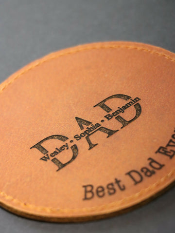 Pack of 8 LEATHER DAD COASTERS for Father's Day- on Lucasgift