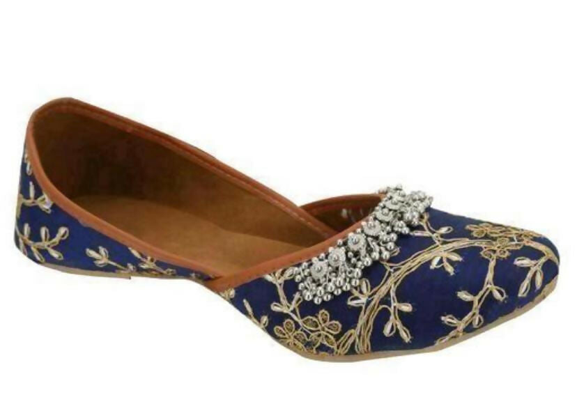 Handmade Blue Ghungroo Jutti: Punjabi Khussa Shoes- on Lucasgift