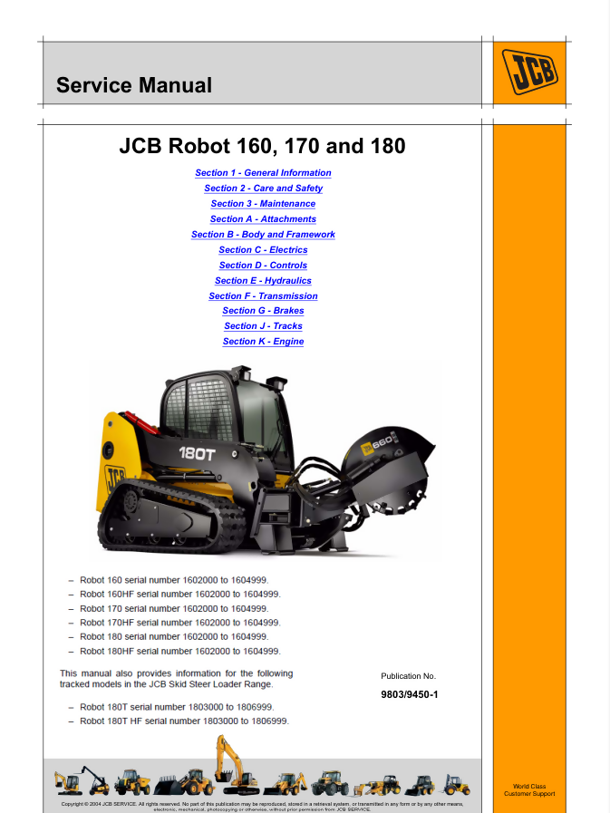 JCB 160 170 180 SKID STEER LOADER SERVICE REPAIR SHOP MANUAL- on Lucasgift