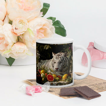 Garden Of Grace — White Tiger Among Blossoms- on Lucasgift