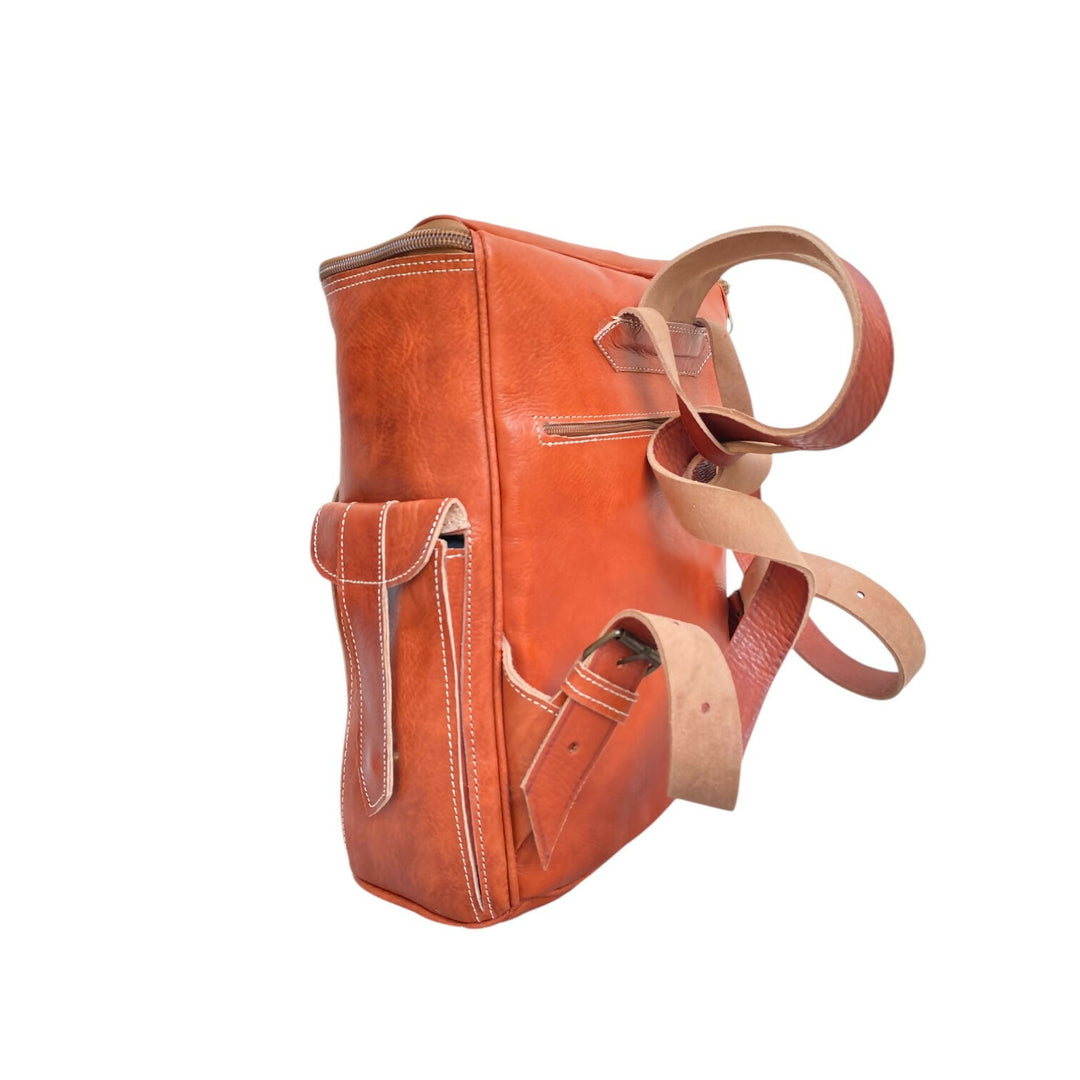 Moroccan Handcrafted Real Leather Backpack Artisanal Premium Travel Bag- on Lucasgift