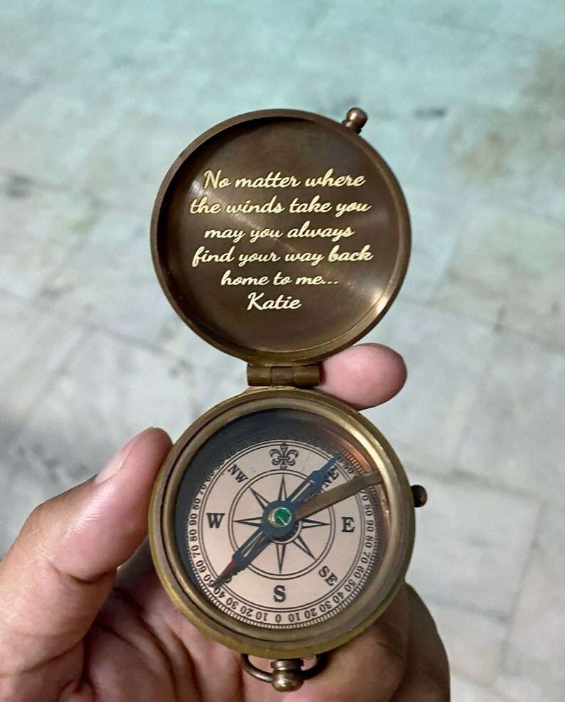 Personalized gift, gift for her, gift for him, personalized gift, aunt gift, Anniversary gift, Compass, Antique Brass Bronze Compass Gift-Lucasgift