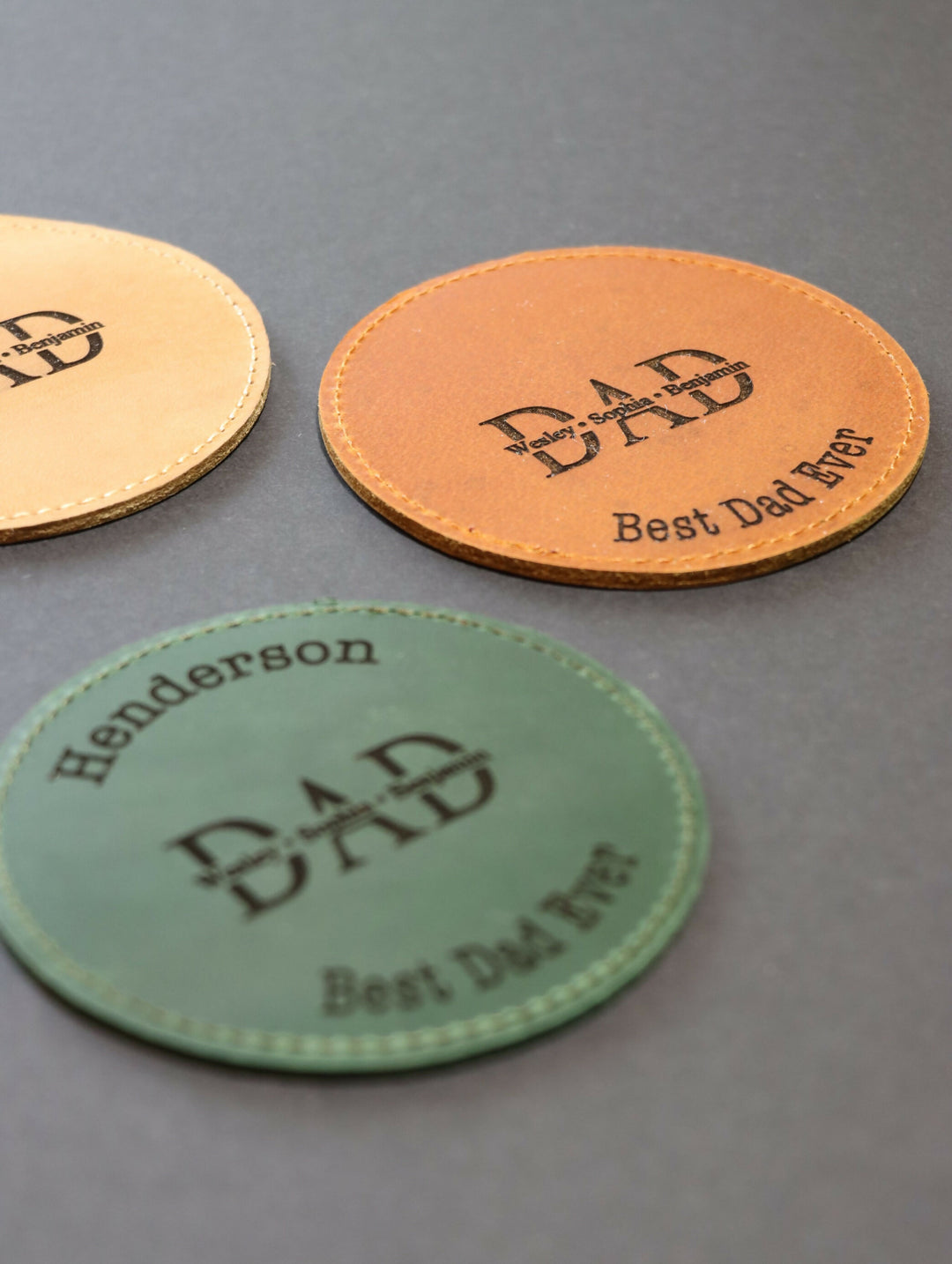 Pack of 8 LEATHER DAD COASTERS for Father's Day- on Lucasgift