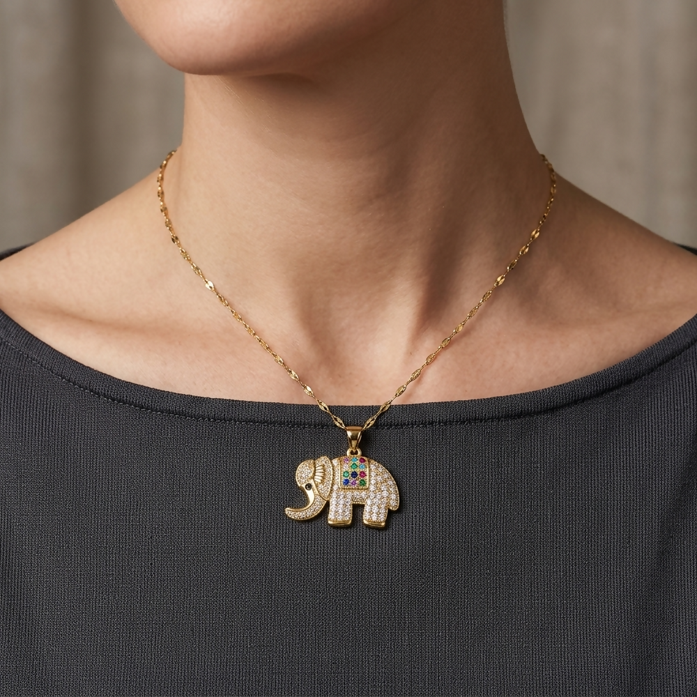 Elephant Necklace, Gold elephant necklace pendant, Lucky Elephant Jewelry, elephant gifts, Gift for her- on Lucasgift