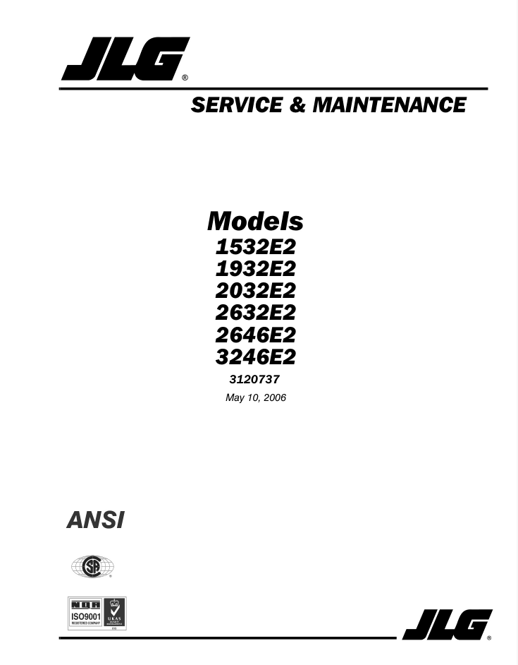 JLG 1532E2 1932E2 2032E2 Scissor Lift Service Repair Manual- on Lucasgift