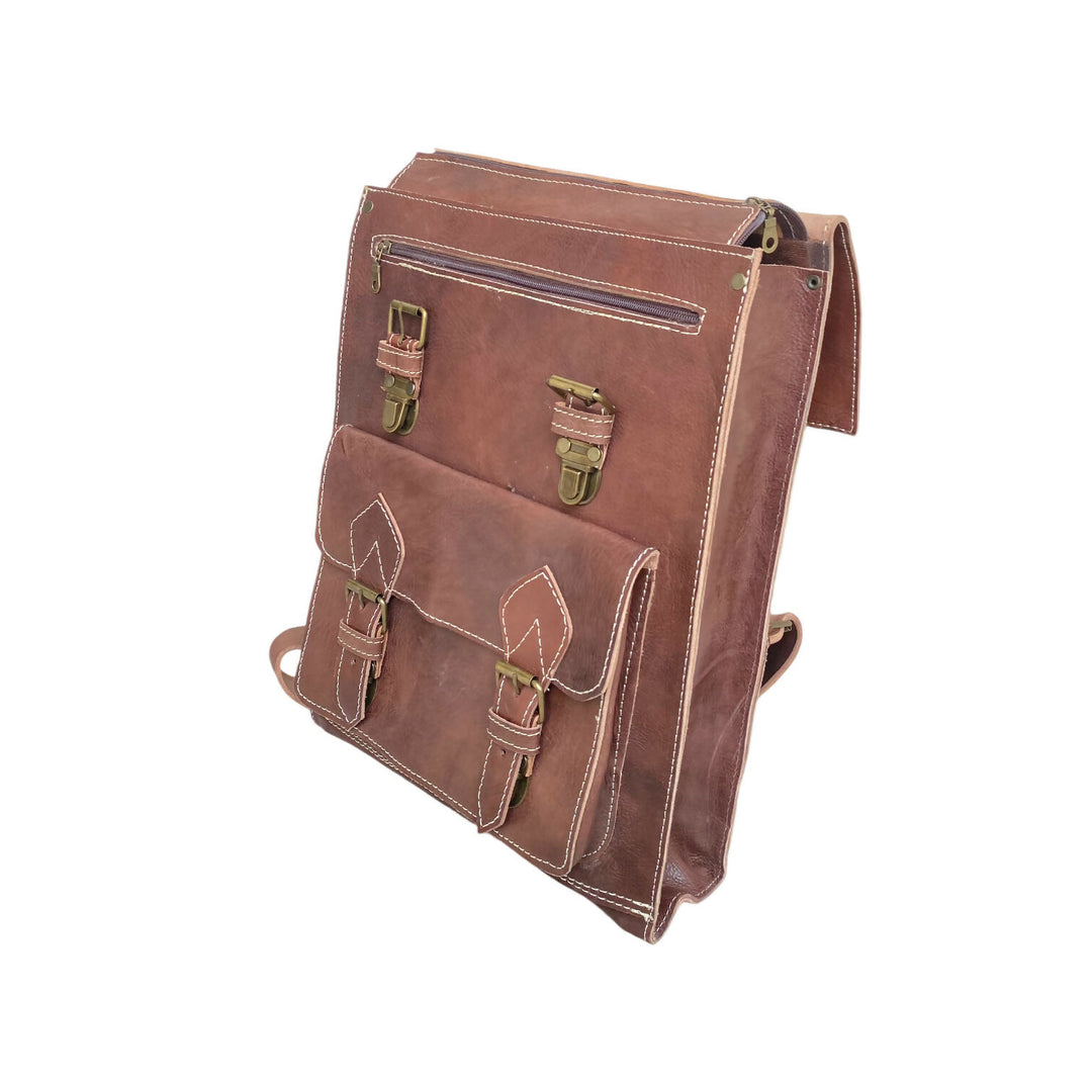 Vintage Moroccan Handcrafted Genuine Leather Backpack - Fez Artisan Premium- on Lucasgift