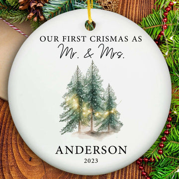 First Christmas as Mr and Mrs Ornament - Ceramic-One Side Printing- on Lucasgift