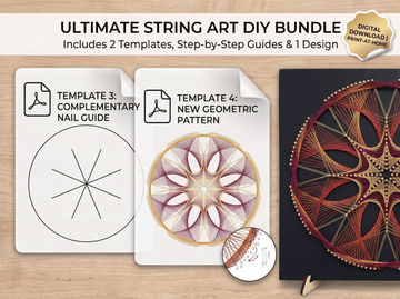 Abstract Geometric Diamond String Art DIY Bundle | Modern Linear Pattern PDF (A3) (Digital Download)