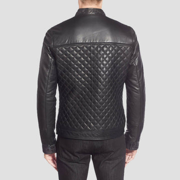 Men's Handmade Quilted Leather Biker Jacket – Premium Genuine Motorcycle Leather Jacket