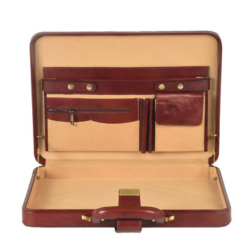 Genuine Leather Attache Briefcase for Men's Office Handbag Doctor Briefcase Leather Laptop MacBook Carry Case- on Lucasgift