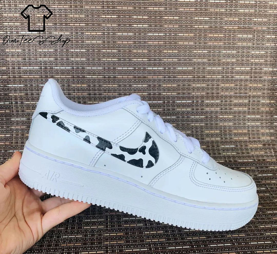 Custom Cow Print AF1 Sneakers, Hand Painted Personalized Shoes