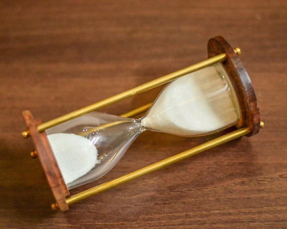 Engraved Solid Brass And Wood Hour Glass Sand timer/ Personalized Sand timer / Engraved Hour Glass / Groomsmen gift / Anniversary Gift- on Lucasgift