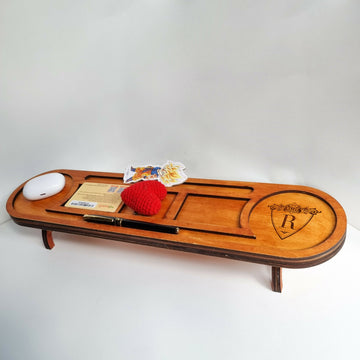 Personalized Wooden Desk Organizer, Custom Baltic Birch Office Docking Station-Option 2-Walnut on Lucasgift
