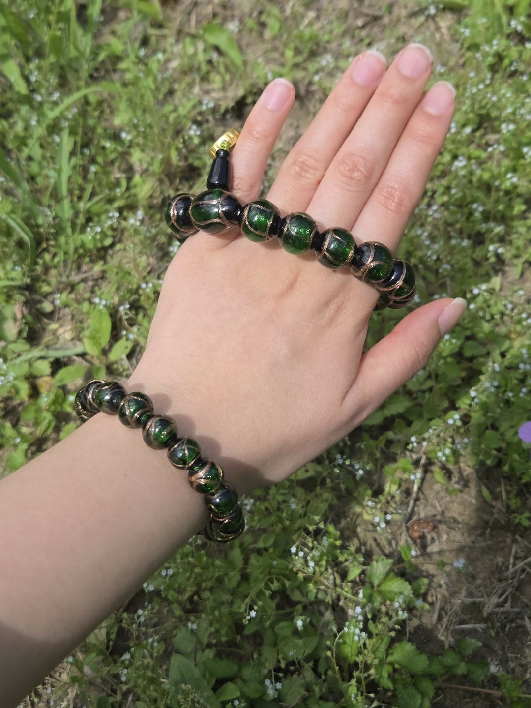 Yonghe Temple Ancient Craft Gold Sand Liuli Beaded Bracelet | Handcrafted Buddhist Lucky Charm- on Lucasgift