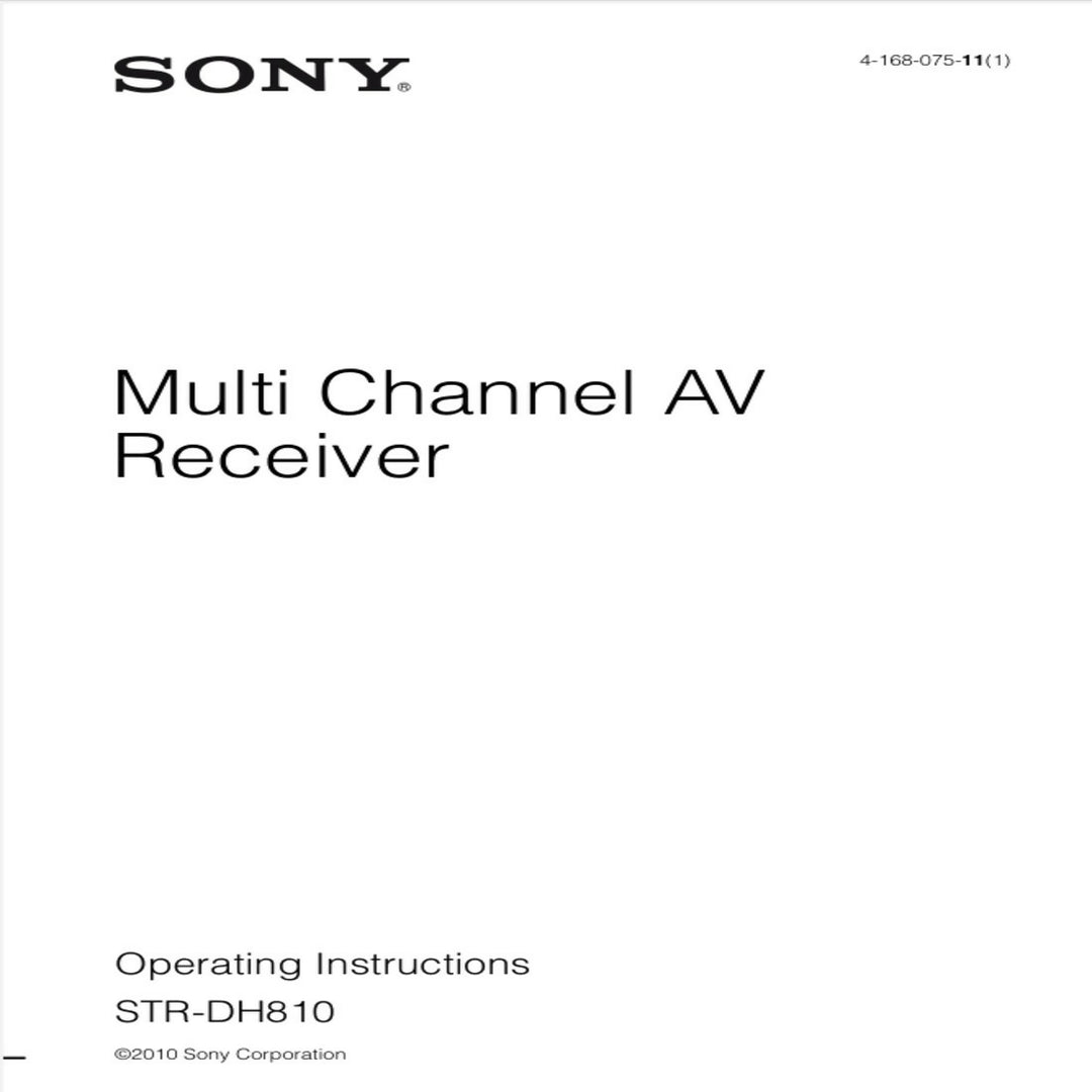 Sony STR-DH810 AV Receiver owner instruction manual