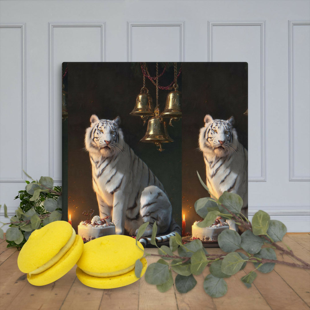 The White Tiger's Candlelit Celebration Canvas