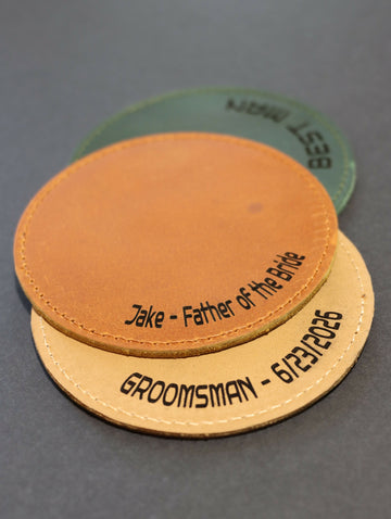 Pack of 8 LEATHER WEDDING COASTERS for Guests, Bridesmaid and Groomsman- on Lucasgift