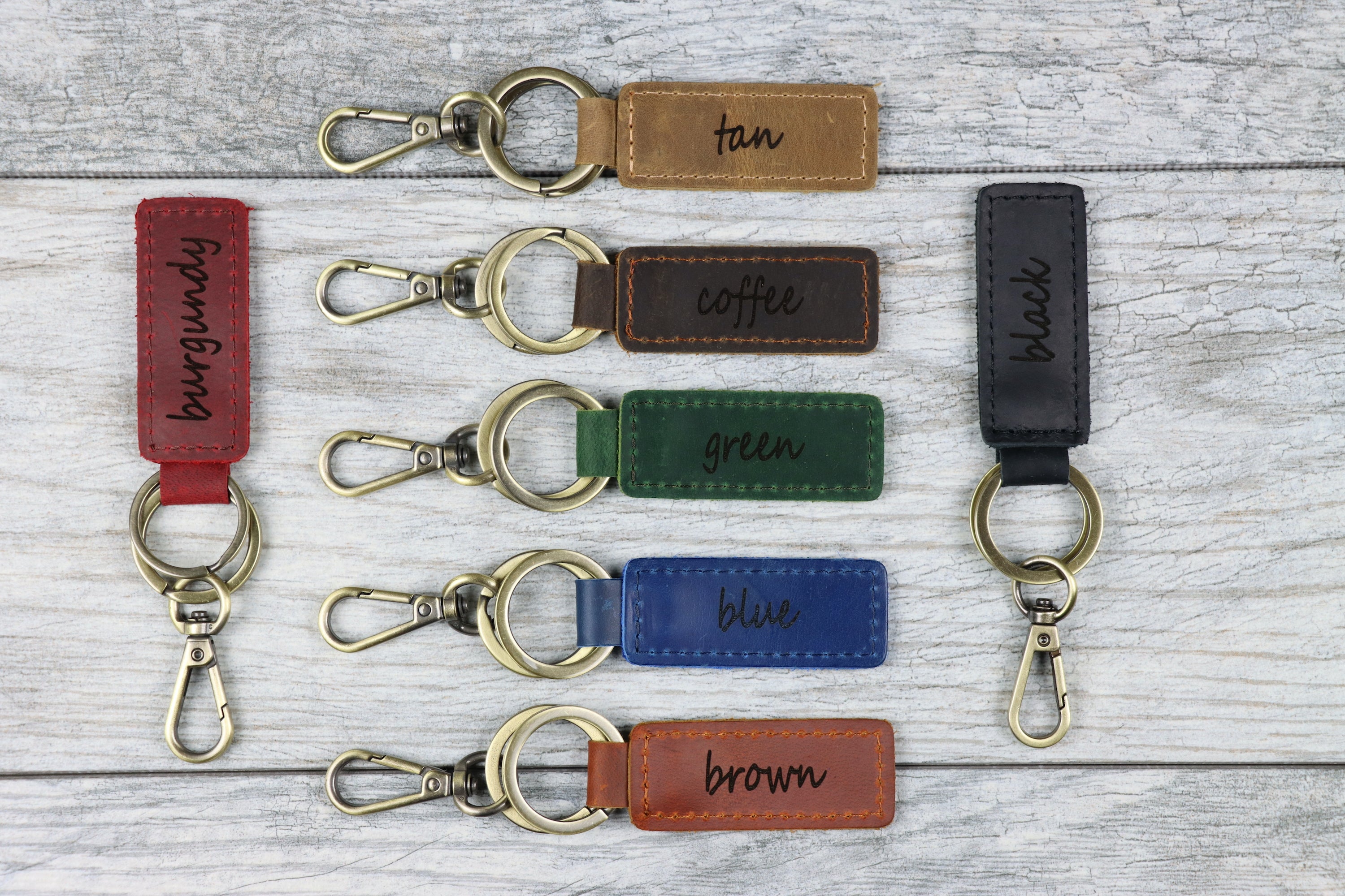LucasGift 15-CUSTOMIZED Blank Leather Keychains Wholesale - Keychains in Bulk Burgundy / Pack of 15-CUSTOMIZED