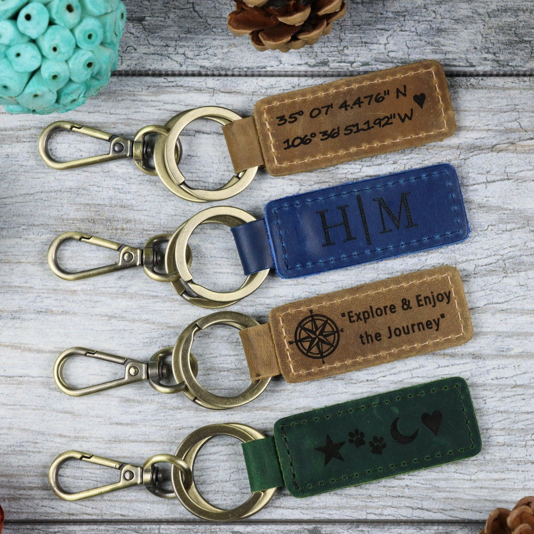 Custom Leather Keychain , Real Leather, Same Day Shipping, Free Shipping US-Lucasgift