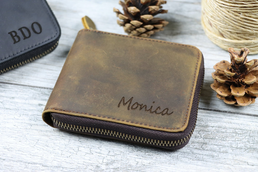 Women's Leather Zipper Wallet , Real Leather, Same Day Shipping, Free Shipping US-Lucasgift