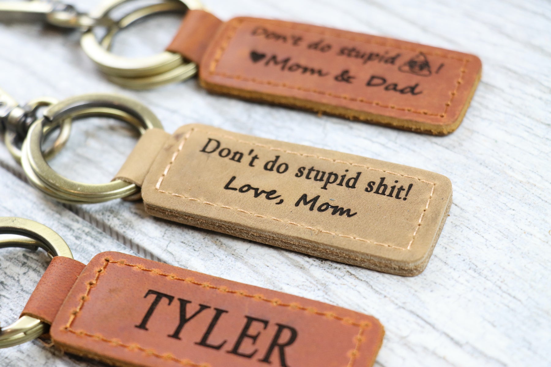 Don't Do Stupid Engraved Keychain, Wood Gifts For Son, Daughter, Mom, –  Royal Crafting