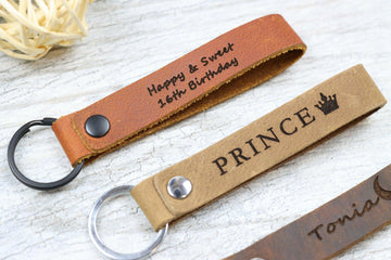 Set of 3 Slim Personalized Leather Keychain-Lucasgift