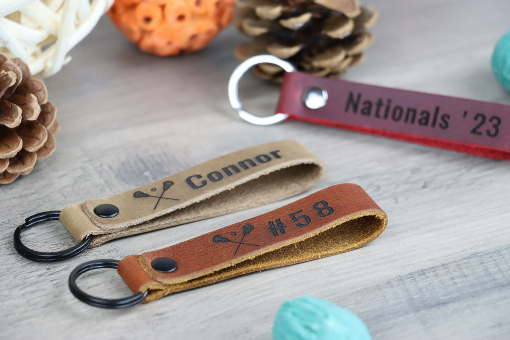 SLIM Leather Lacrosse Keychain , Real Leather, Same Day Shipping, Free Shipping US-Lucasgift