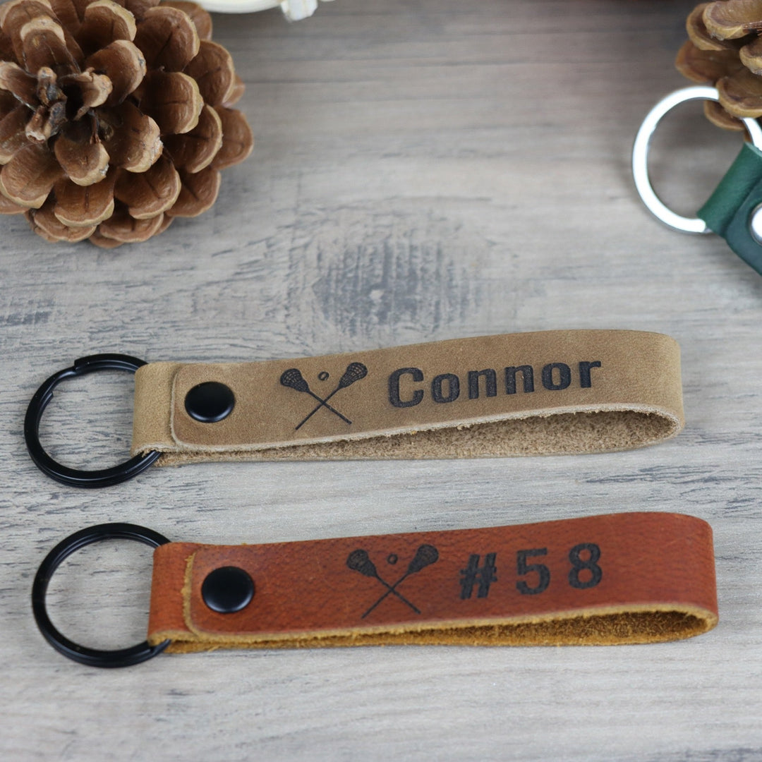 SLIM Leather Lacrosse Keychain , Real Leather, Same Day Shipping, Free Shipping US-Lucasgift