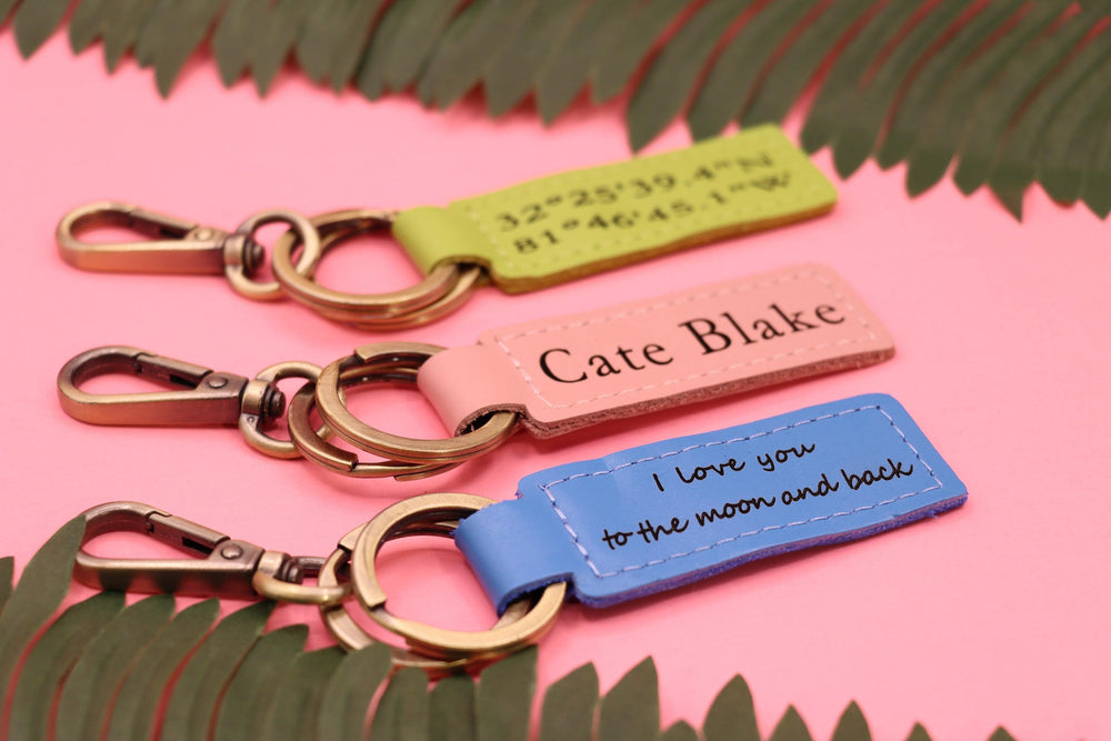Colorful Personalized Leather Keychain , Real Leather, Same Day Shipping, Free Shipping US-Lucasgift