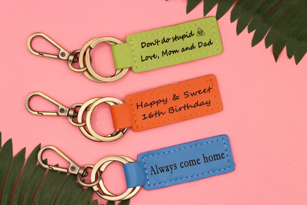 Colorful Personalized Leather Keychain , Real Leather, Same Day Shipping, Free Shipping US-Lucasgift